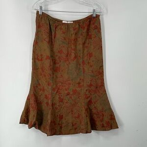 Cut Loose A-Line Skirt in Floral Brown and Red